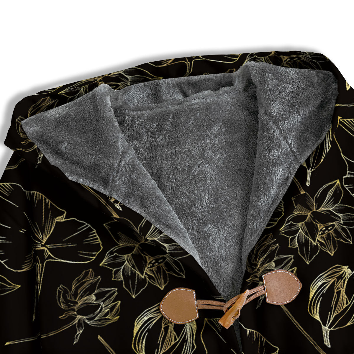Lotus Flower Gold And Black Print Men's Windbreaker Jacket-grizzshop