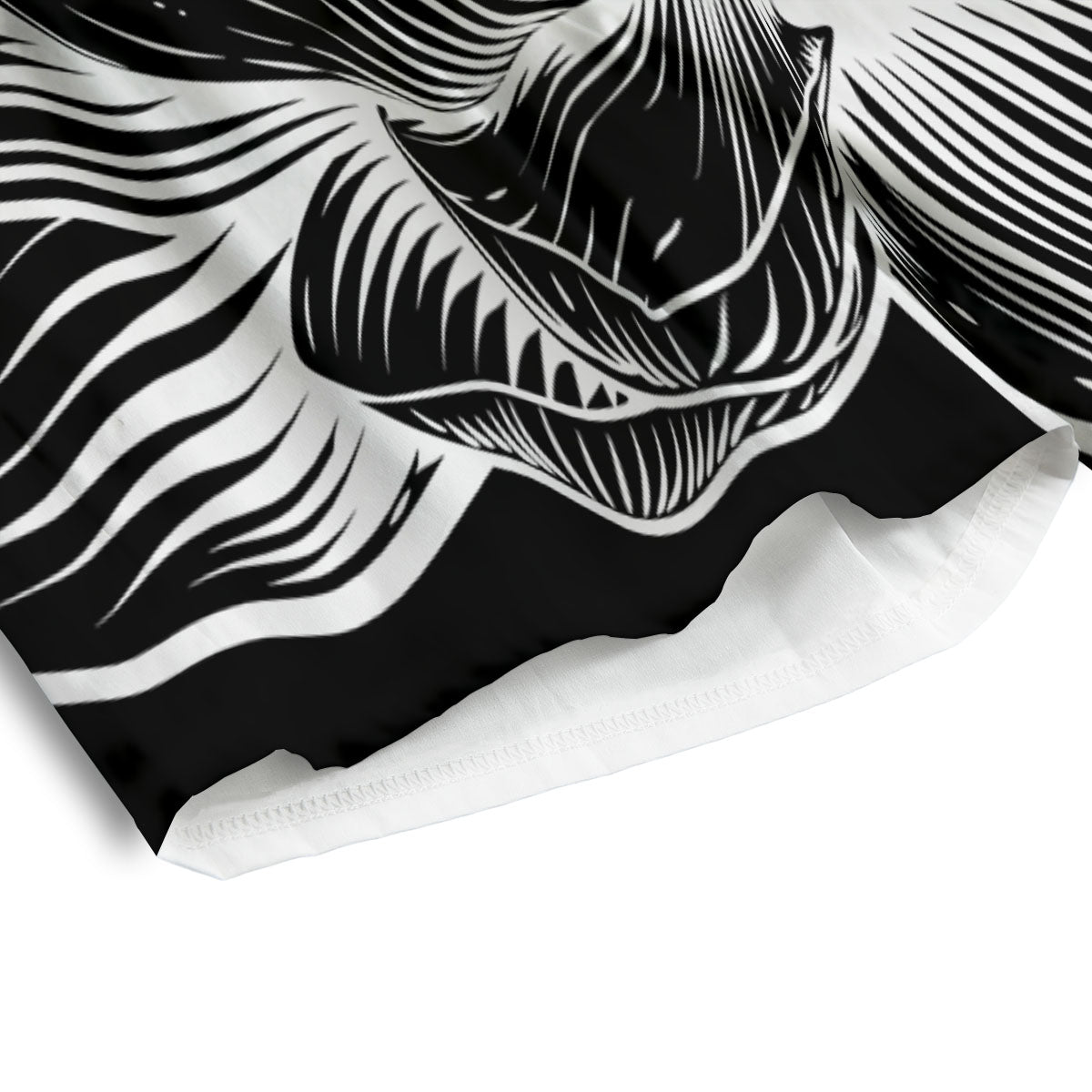 Lotus Flower White And Black Print Men's Athletic Shorts