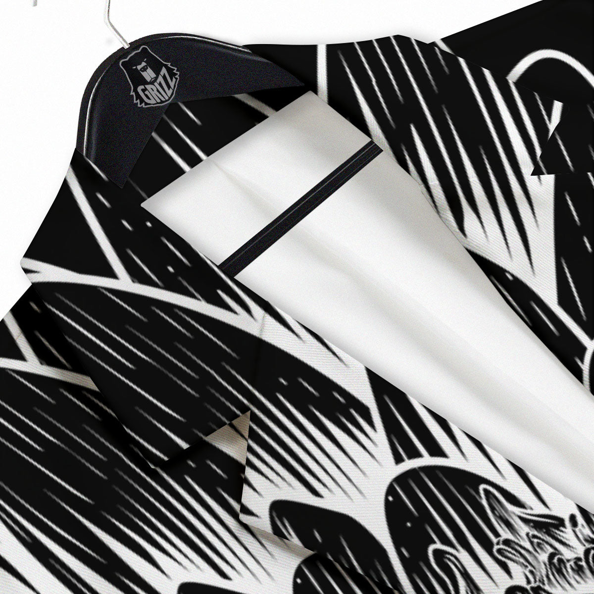 Lotus Flower White And Black Print Men's Sport Coat-grizzshop