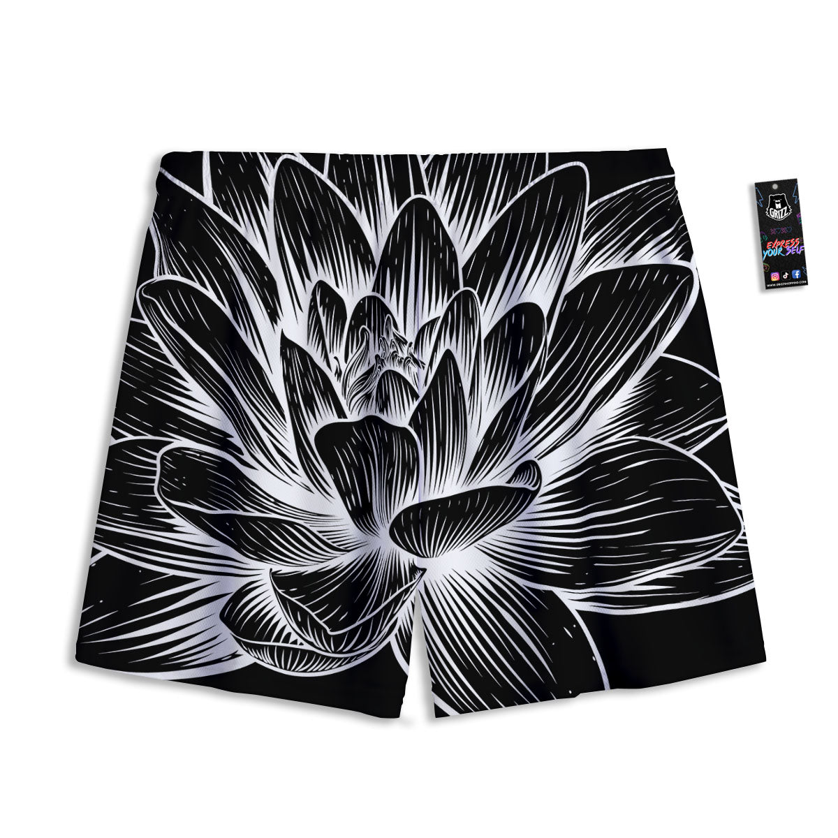 Metal Spiral Dark Navy Print Mesh Shorts