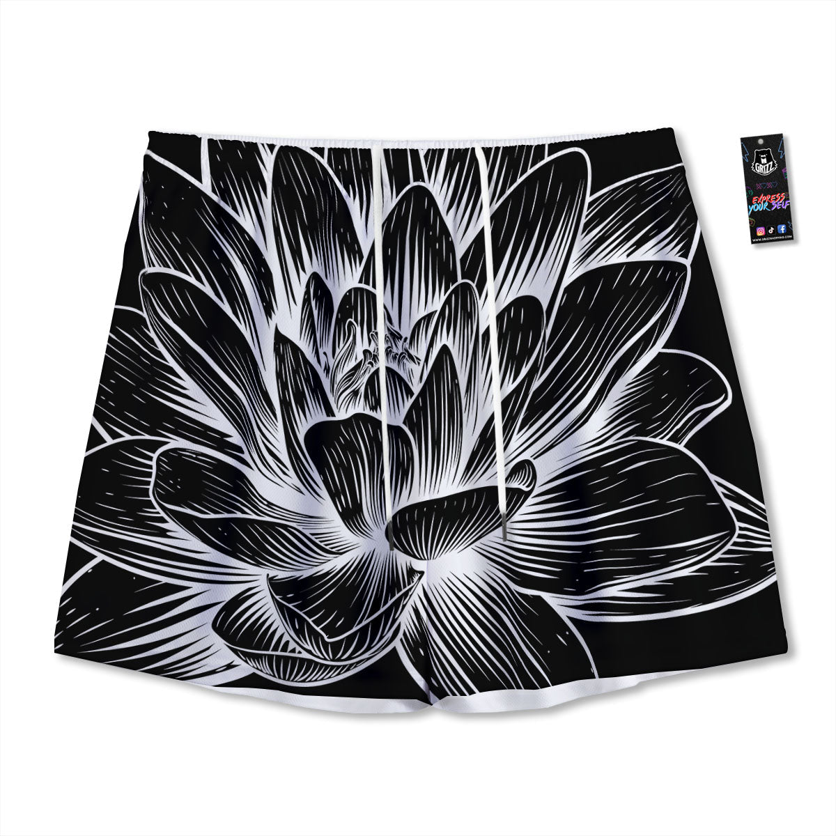 Metal Spiral Dark Navy Print Mesh Shorts
