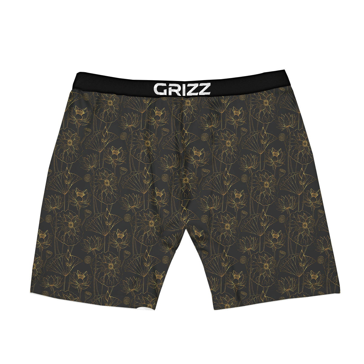 Lotus Gold And Black Print Pattern Boxer Briefs-grizzshop