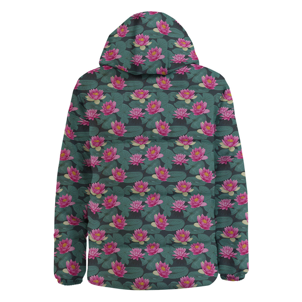Lotus Hot Pink Print Pattern Down Jacket-grizzshop