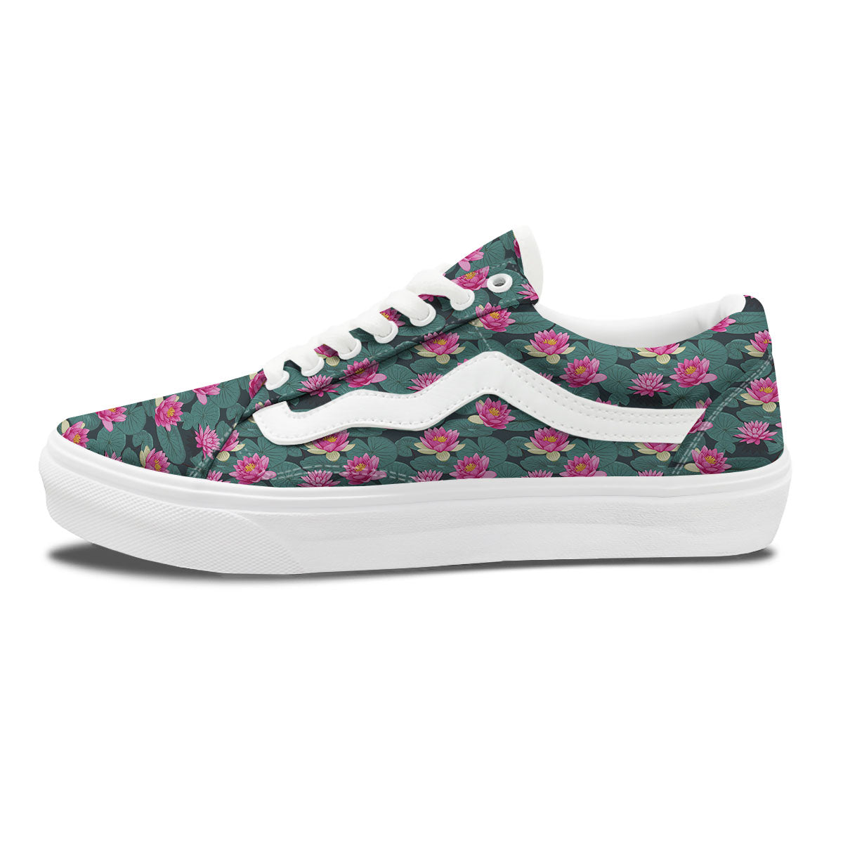 Lotus Hot Pink Print Pattern Skate Shoes-grizzshop