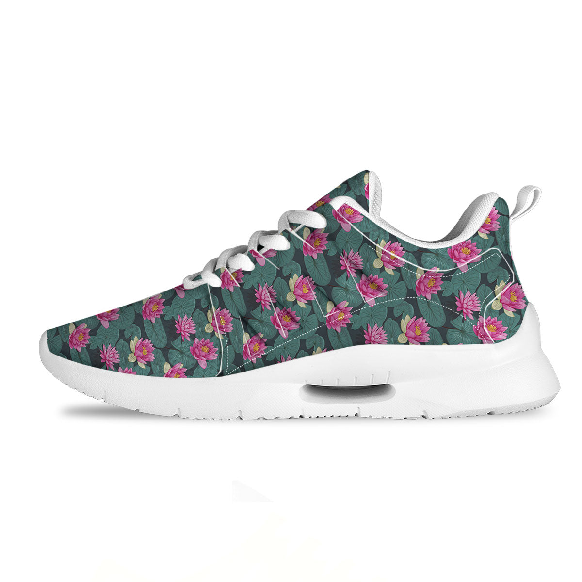 Lotus Hot Pink Print Pattern Tennis Shoes-grizzshop