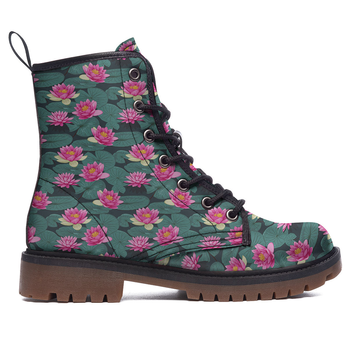 Lotus Hot Pink Print Pattern Work Boots-grizzshop