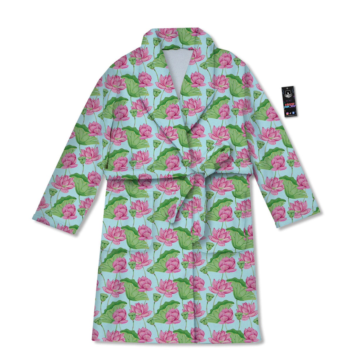 Lotus Leaf And Flower On The Water Print Pattern Bathrobe-grizzshop