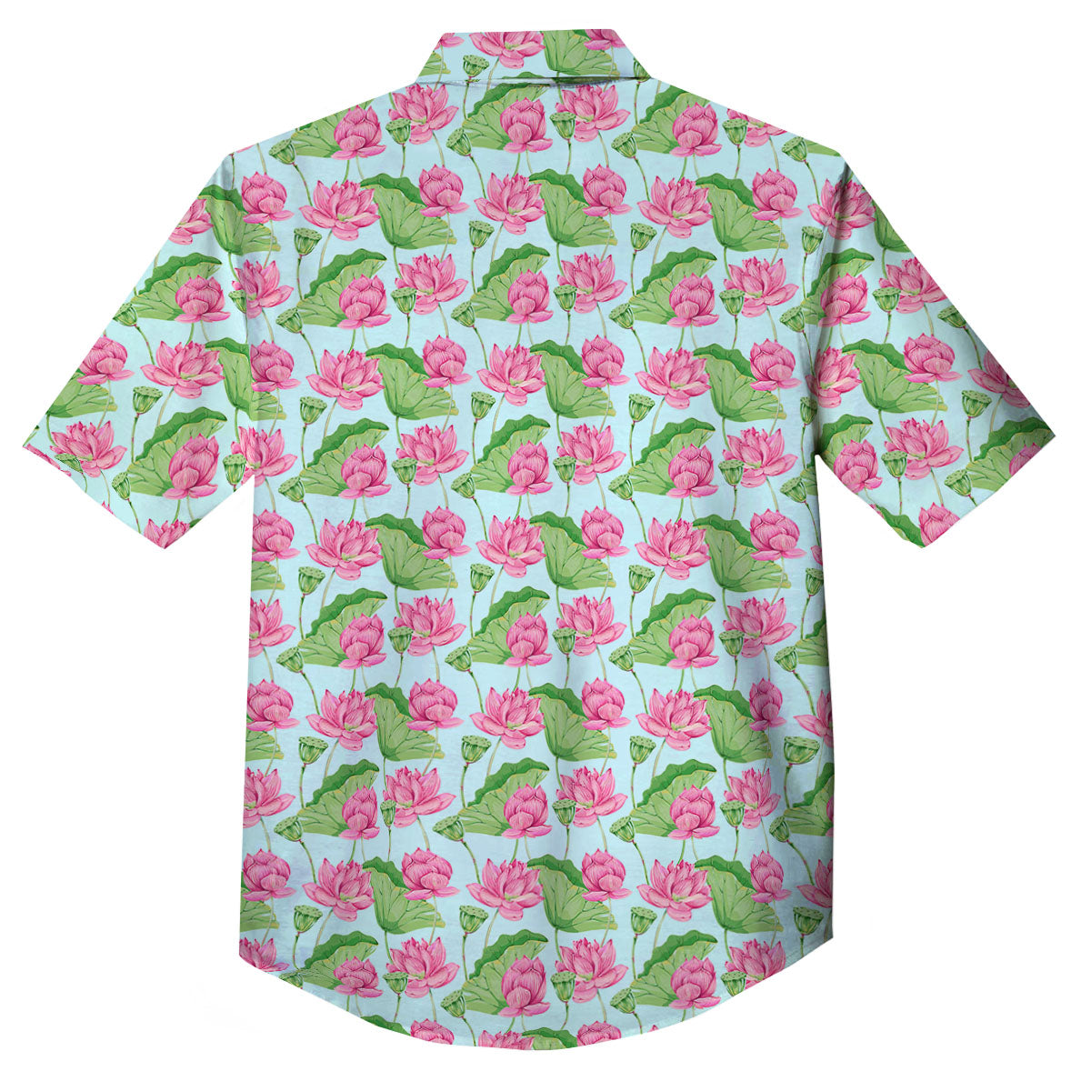 Lotus Leaf And Flower On The Water Print Pattern Button Up Shirt-grizzshop