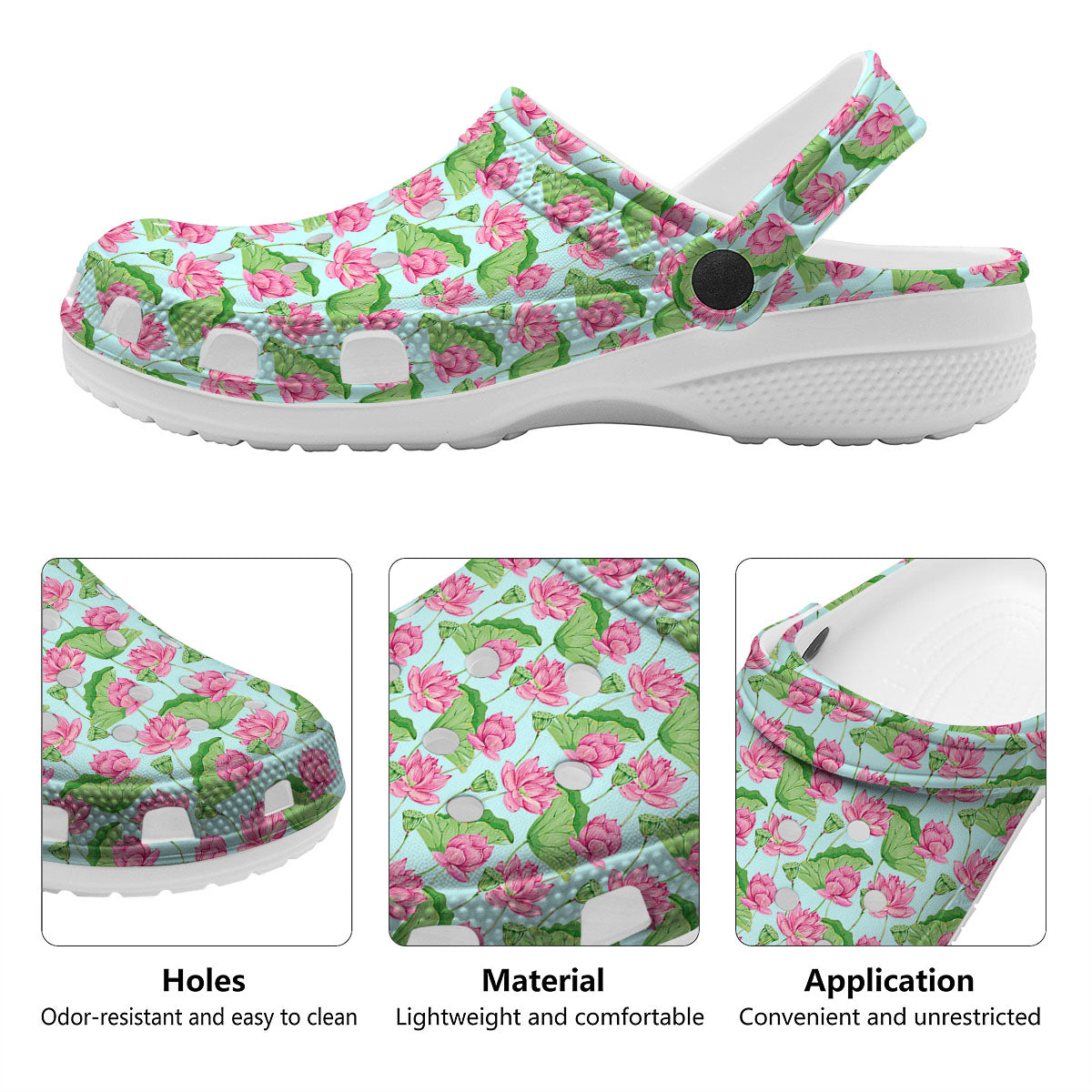 Lotus Leaf And Flower On The Water Print Pattern Clog-grizzshop