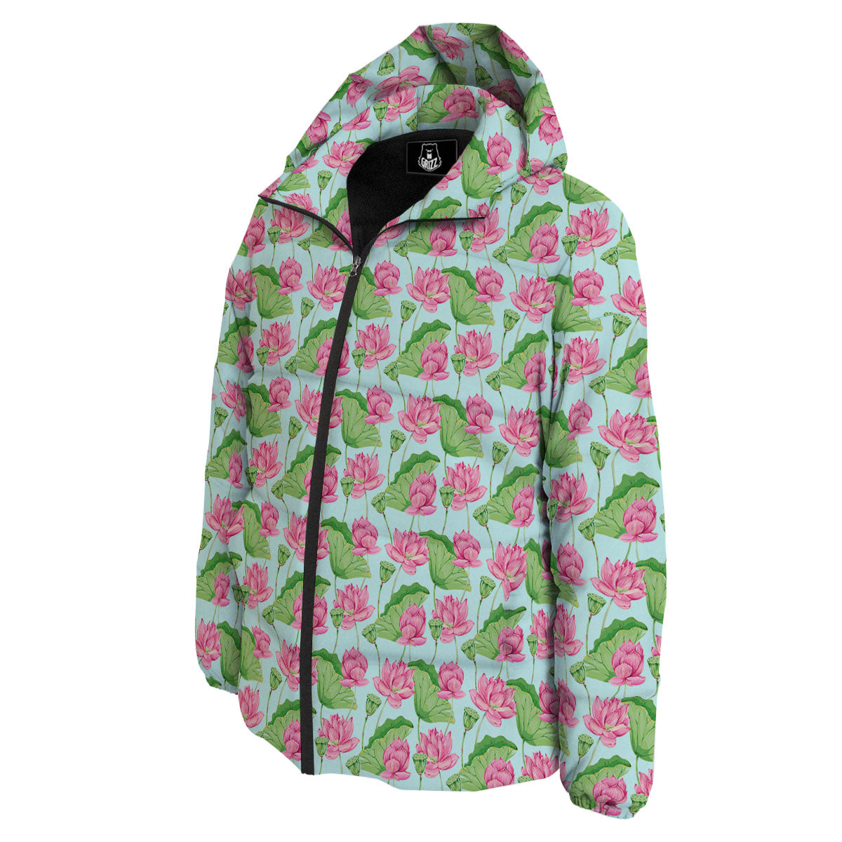 Lotus Leaf And Flower On The Water Print Pattern Down Jacket-grizzshop