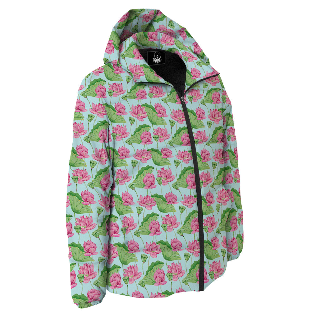 Lotus Leaf And Flower On The Water Print Pattern Down Jacket-grizzshop