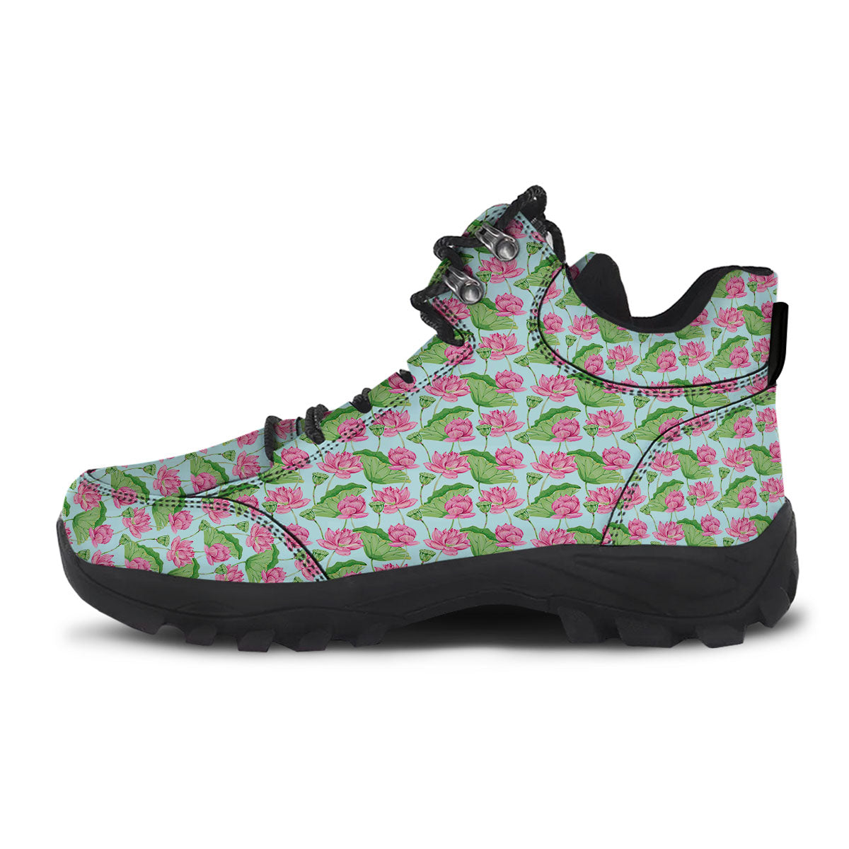 Lotus Leaf And Flower On The Water Print Pattern Hiking Shoes-grizzshop