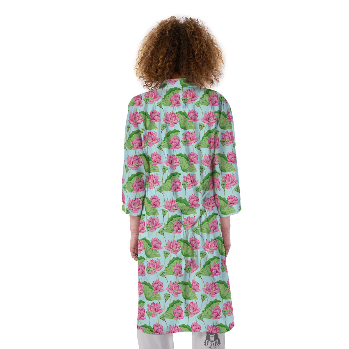 Lotus Leaf And Flower On The Water Print Pattern Kimono-grizzshop
