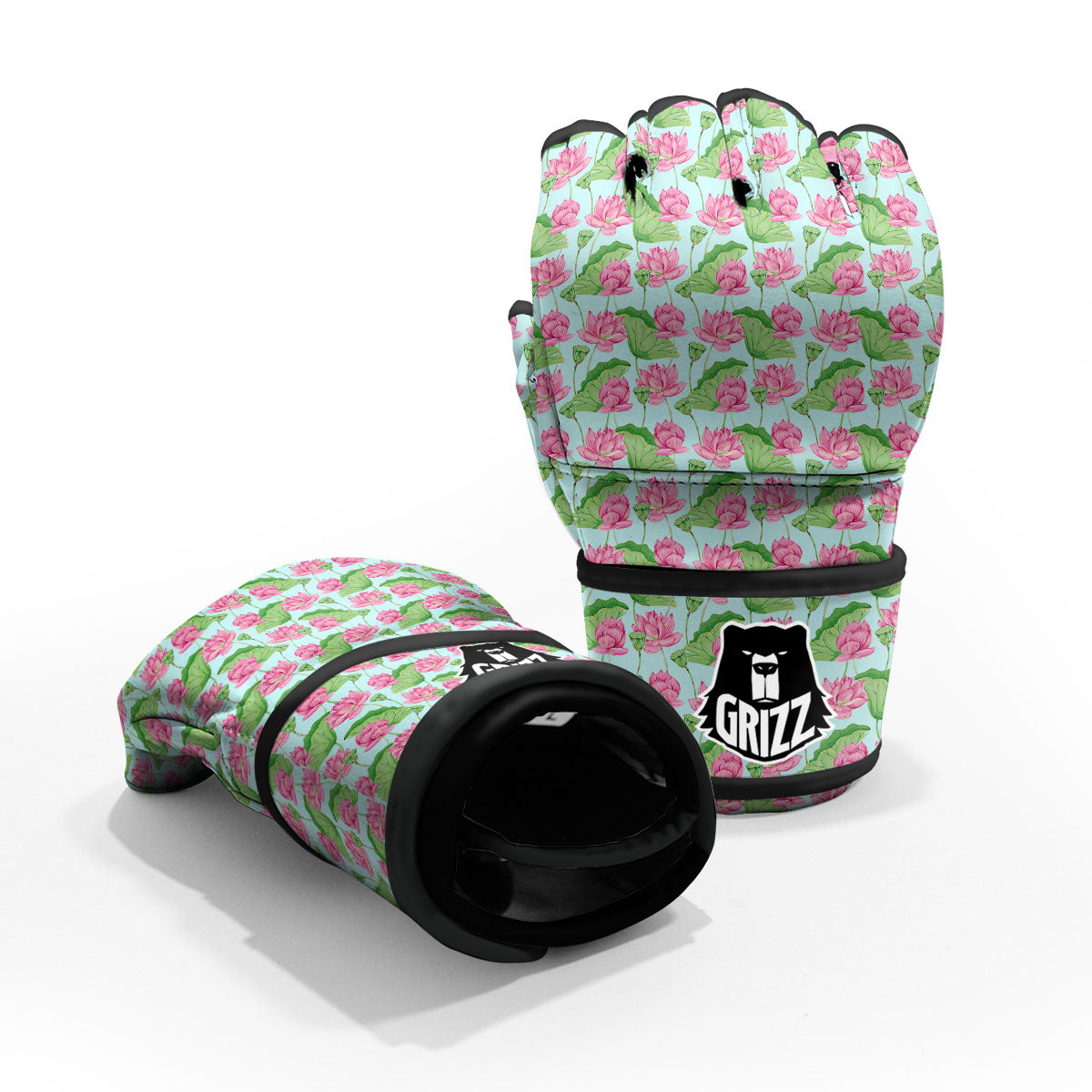 Lotus Leaf And Flower On The Water Print Pattern MMA Gloves-grizzshop