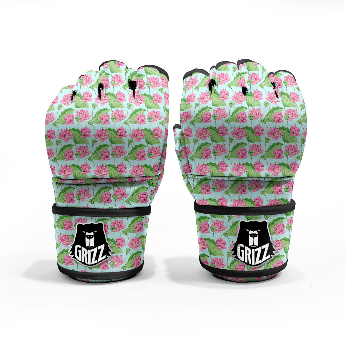 Lotus Leaf And Flower On The Water Print Pattern MMA Gloves-grizzshop