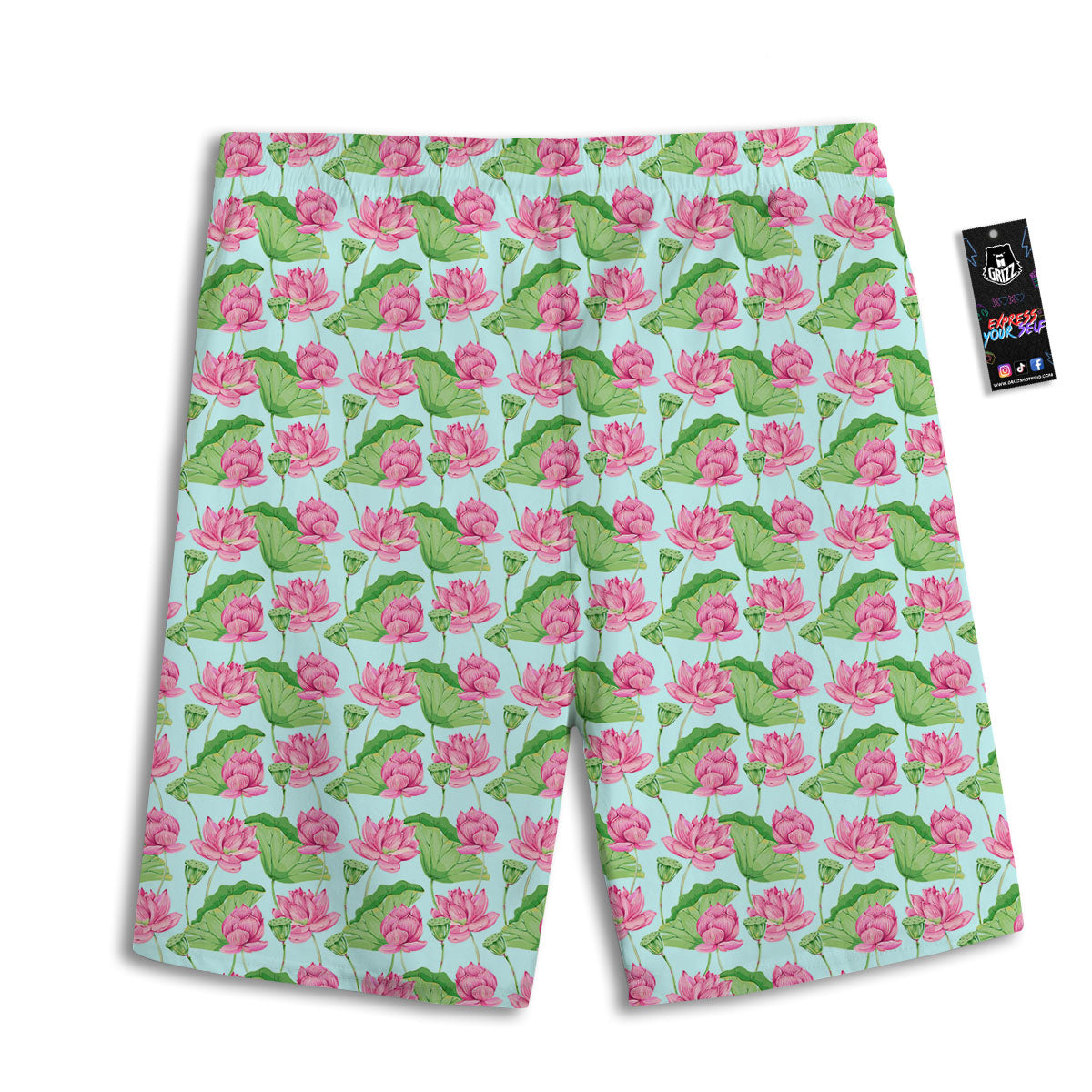 Lotus Leaf And Flower On The Water Print Pattern Men's Athletic Shorts-grizzshop