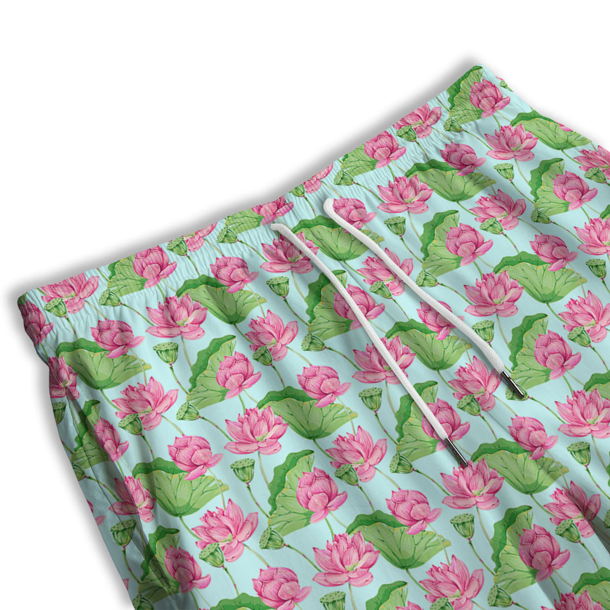 Lotus Leaf And Flower On The Water Print Pattern Men's Athletic Shorts-grizzshop