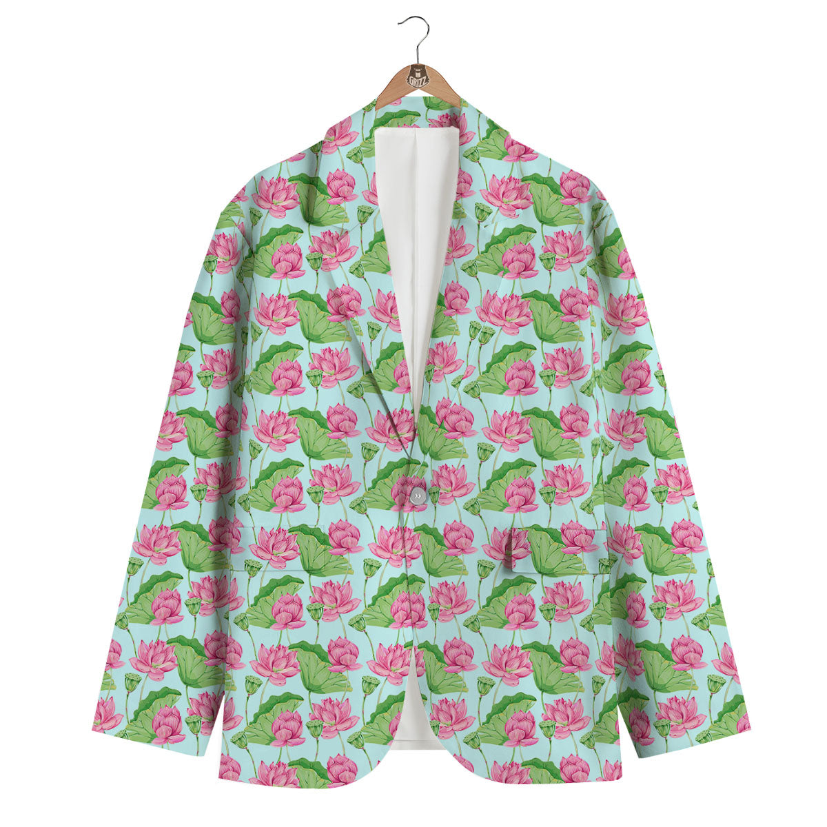 Lotus Leaf And Flower On The Water Print Pattern Men's Blazer-grizzshop
