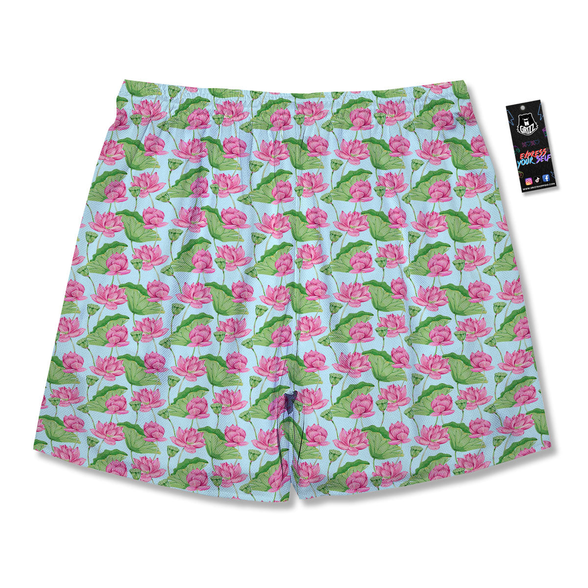 Lotus Leaf And Flower On The Water Print Pattern Men's Running Shorts-grizzshop