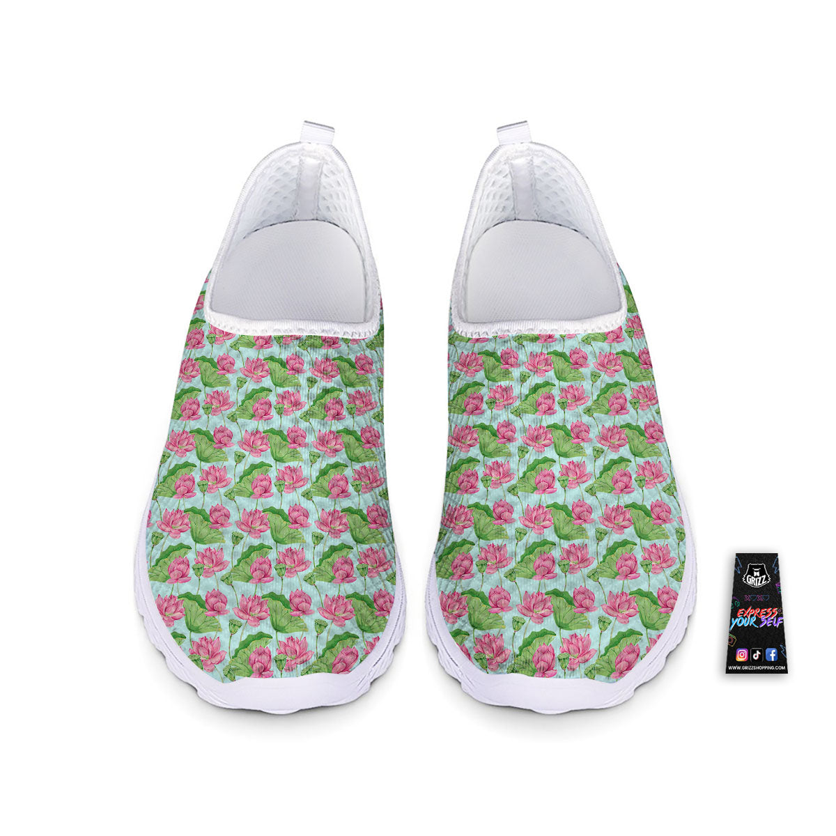 Lotus Leaf And Flower On The Water Print Pattern Nurse Shoes-grizzshop