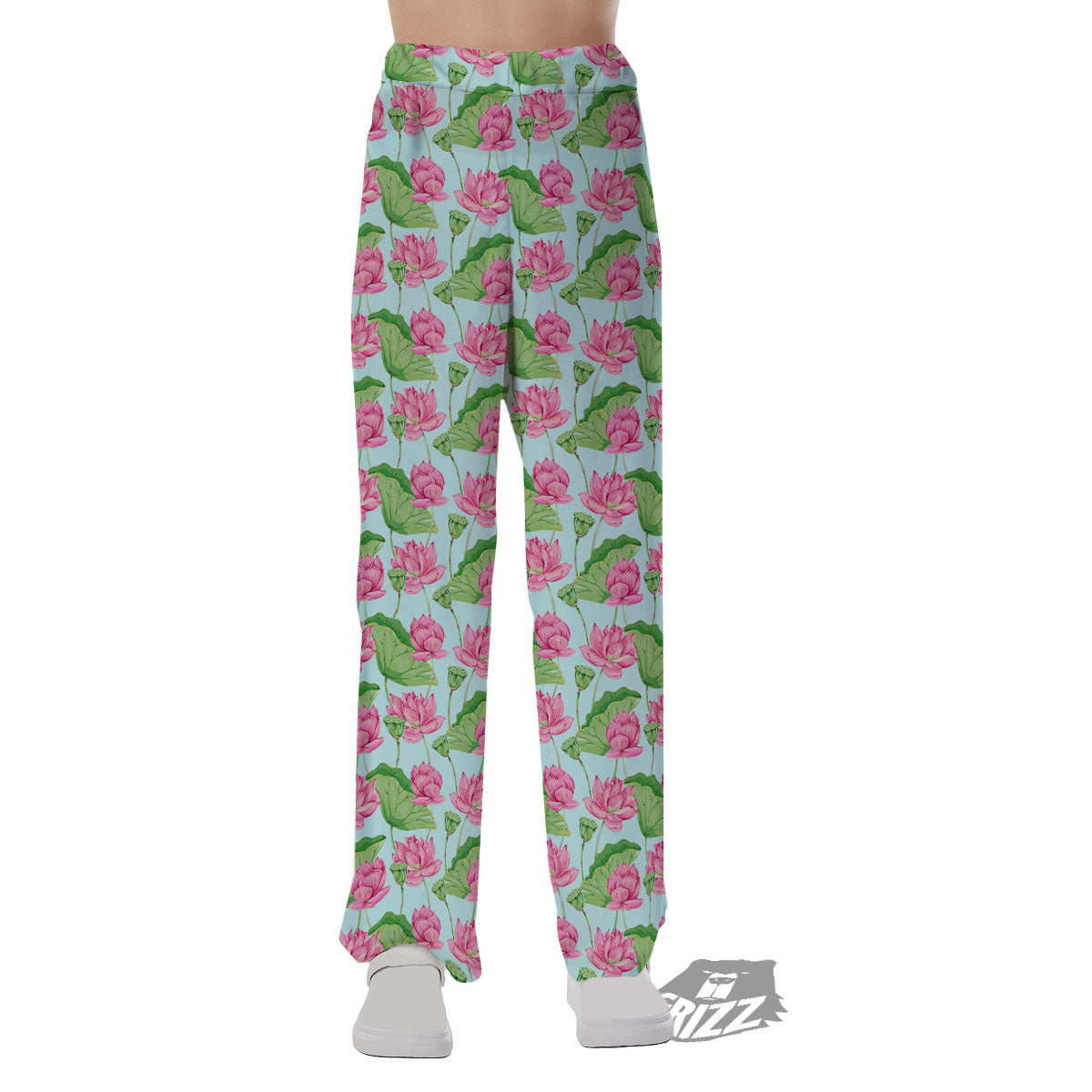Lotus Leaf And Flower On The Water Print Pattern Pajama Pants-grizzshop