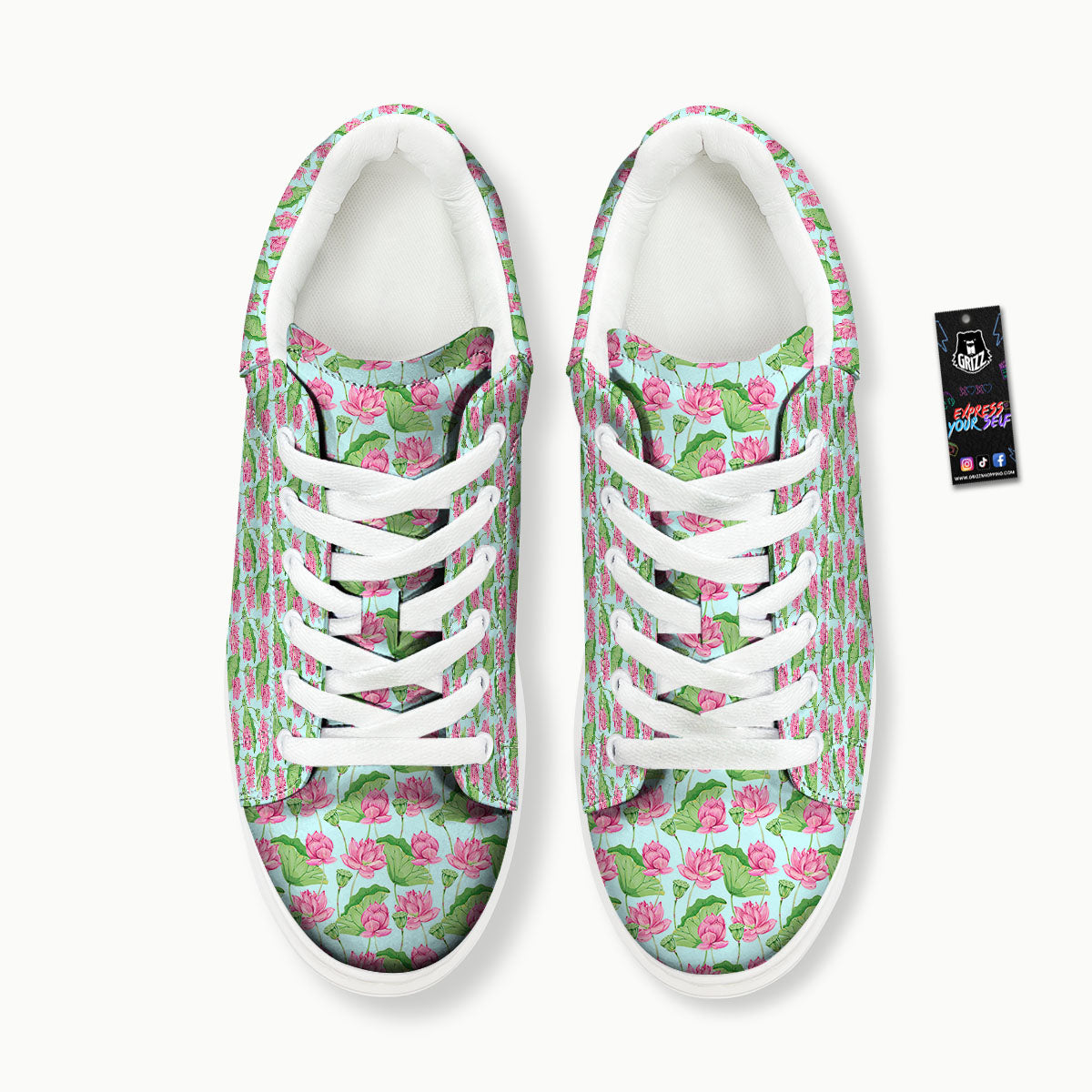 Lotus Leaf And Flower On The Water Print Pattern Platform Shoes-grizzshop