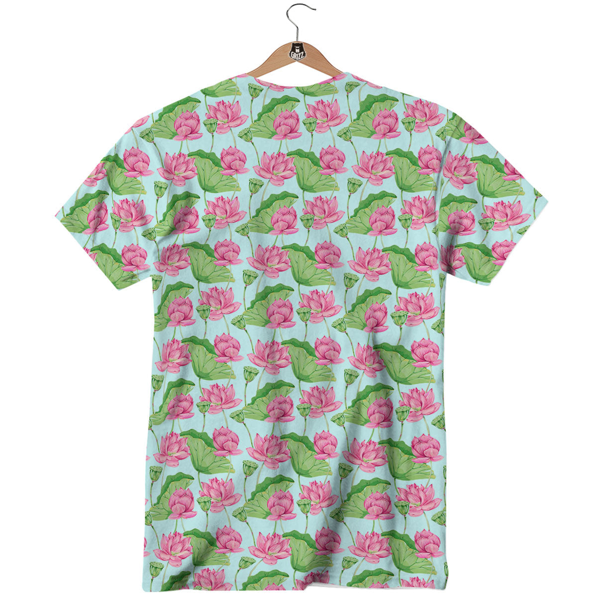 Lotus Leaf And Flower On The Water Print Pattern T-Shirt-grizzshop