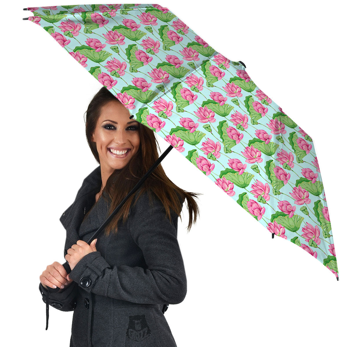 Lotus Leaf And Flower On The Water Print Pattern Umbrella-grizzshop