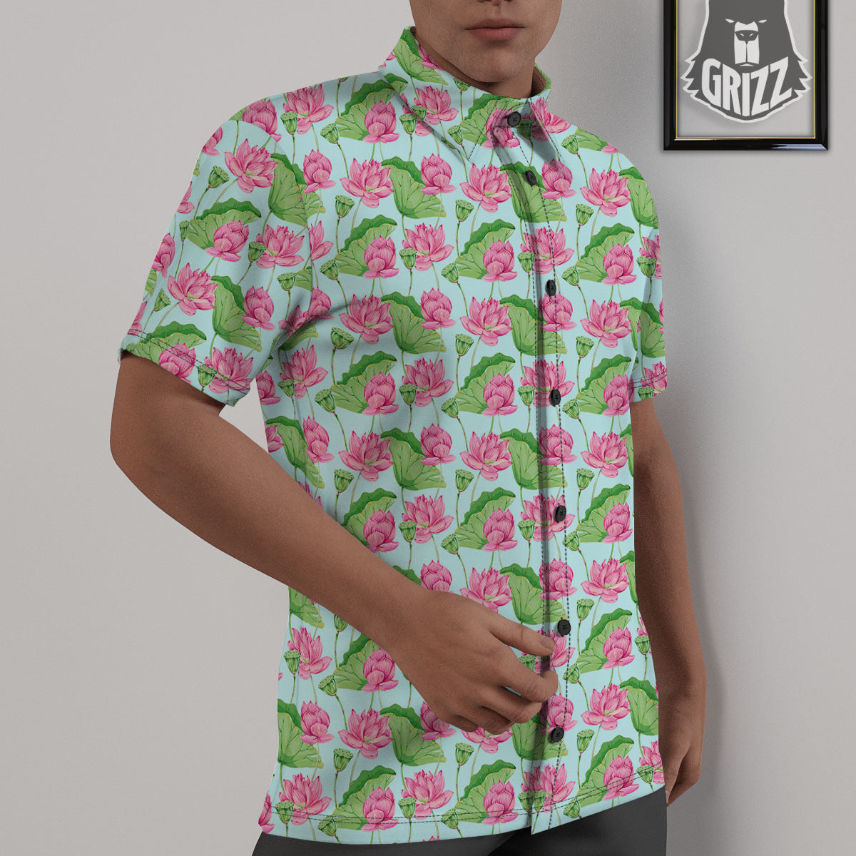 Lotus Leaf And Flower On The Water Print Pattern Untucked Shirts-grizzshop