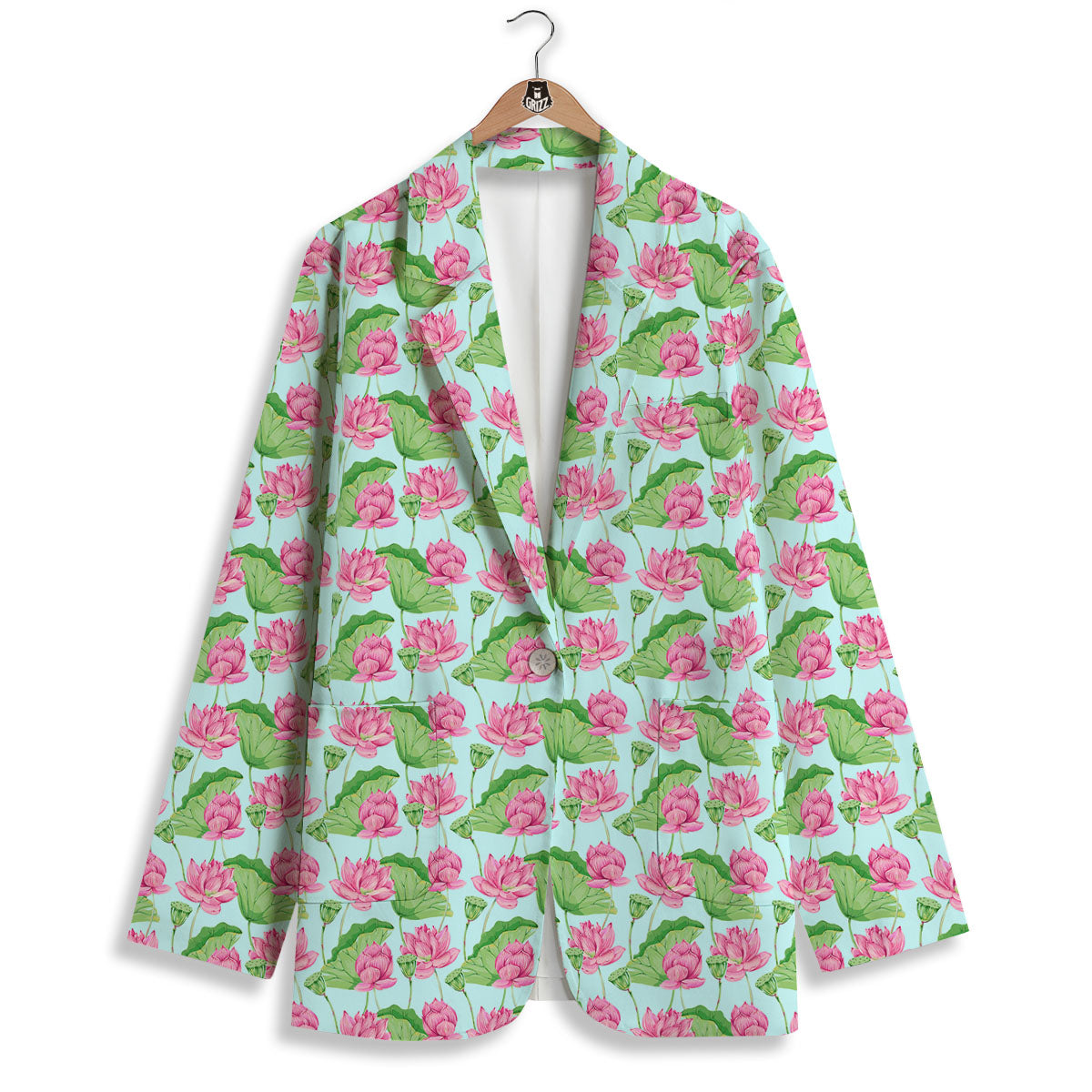 Lotus Leaf And Flower On The Water Print Pattern Women's Blazer-grizzshop