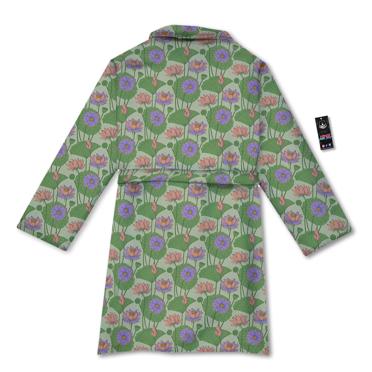 Lotus Leaf And Flower Print Pattern Bathrobe-grizzshop