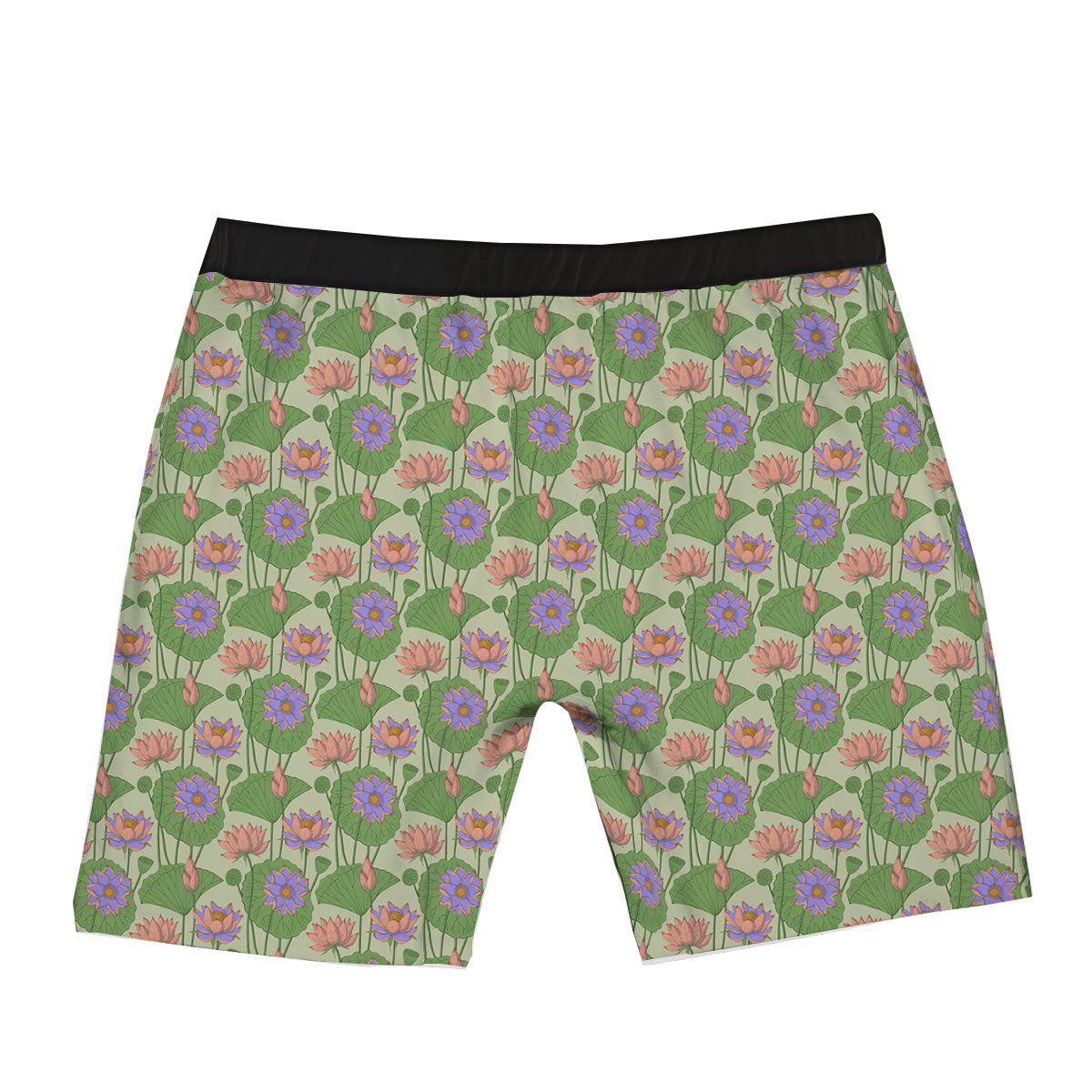 Lotus Leaf And Flower Print Pattern Boxer Briefs-grizzshop
