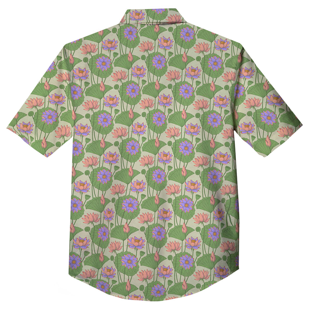 Lotus Leaf And Flower Print Pattern Button Up Shirt-grizzshop
