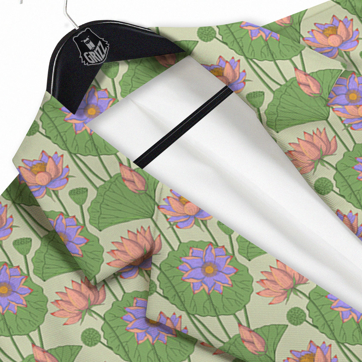 Lotus Leaf And Flower Print Pattern Men's Sport Coat-grizzshop