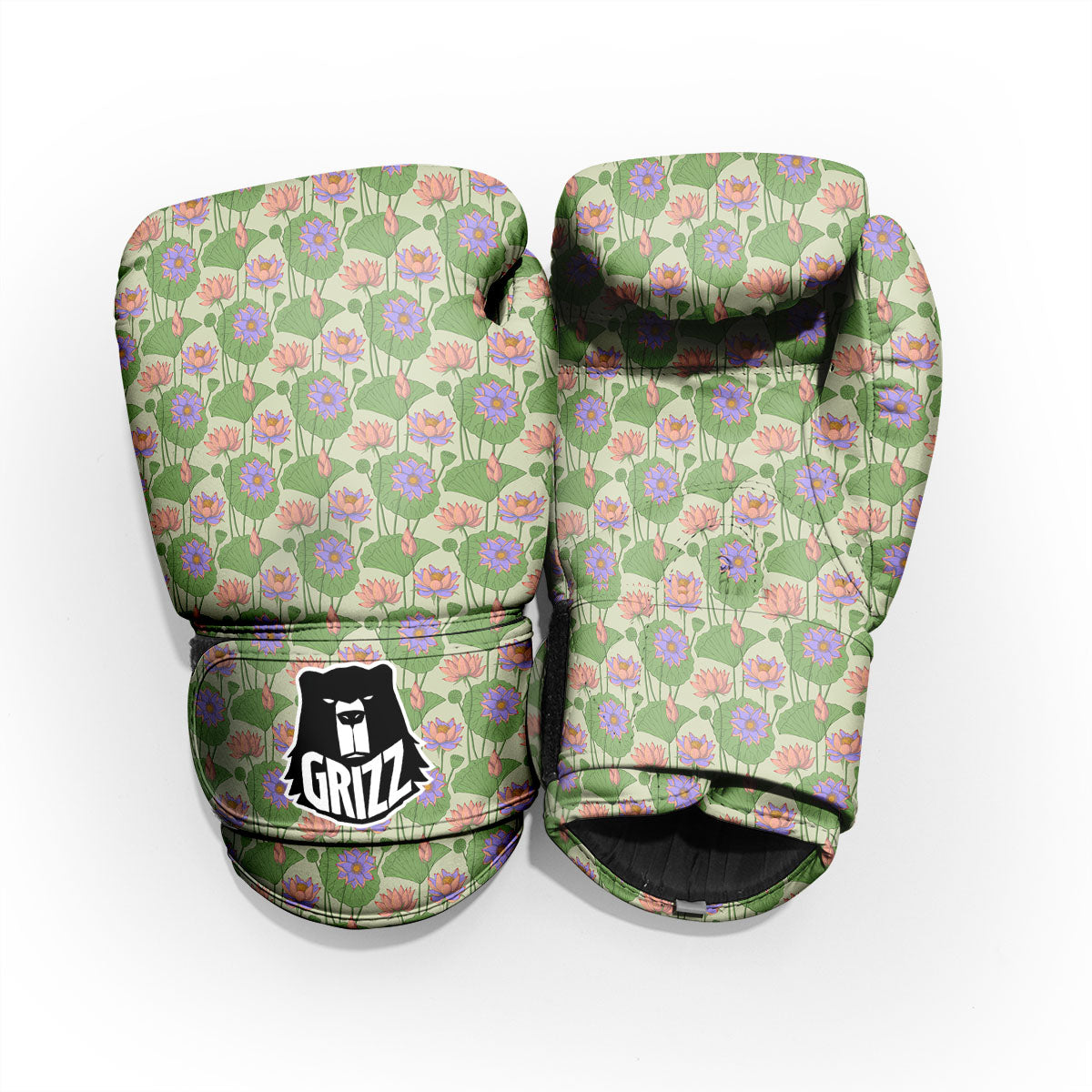 Lotus Leaf And Flower Print Pattern Sparring Gloves-grizzshop