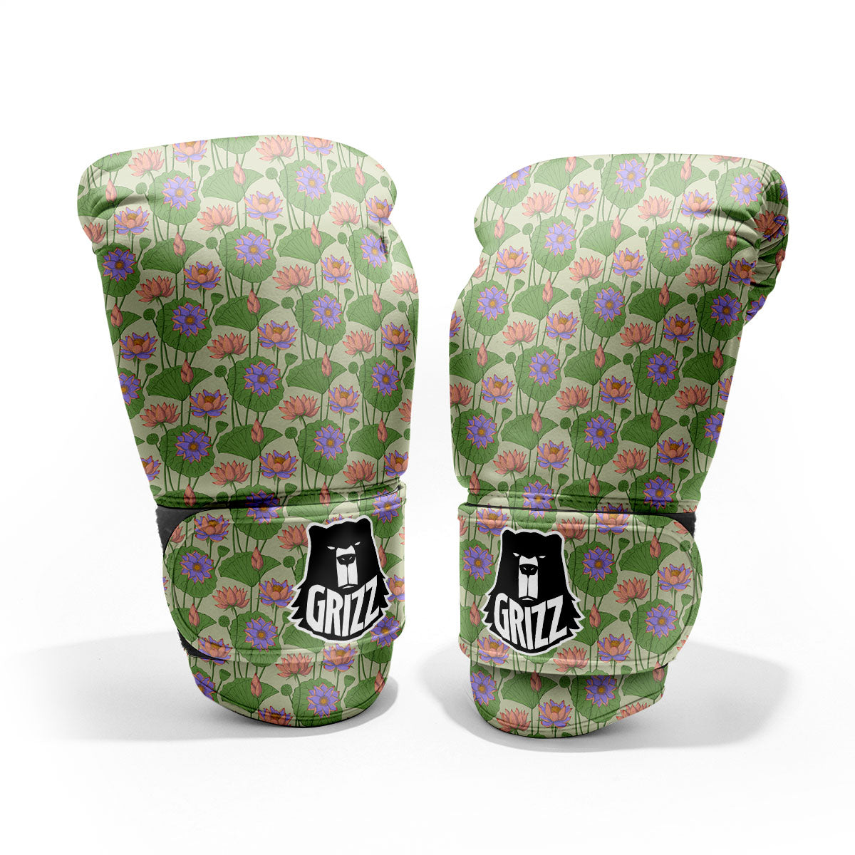 Lotus Leaf And Flower Print Pattern Sparring Gloves-grizzshop