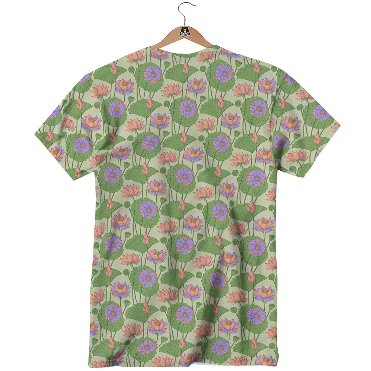 Lotus Leaf And Flower Print Pattern T-Shirt-grizzshop