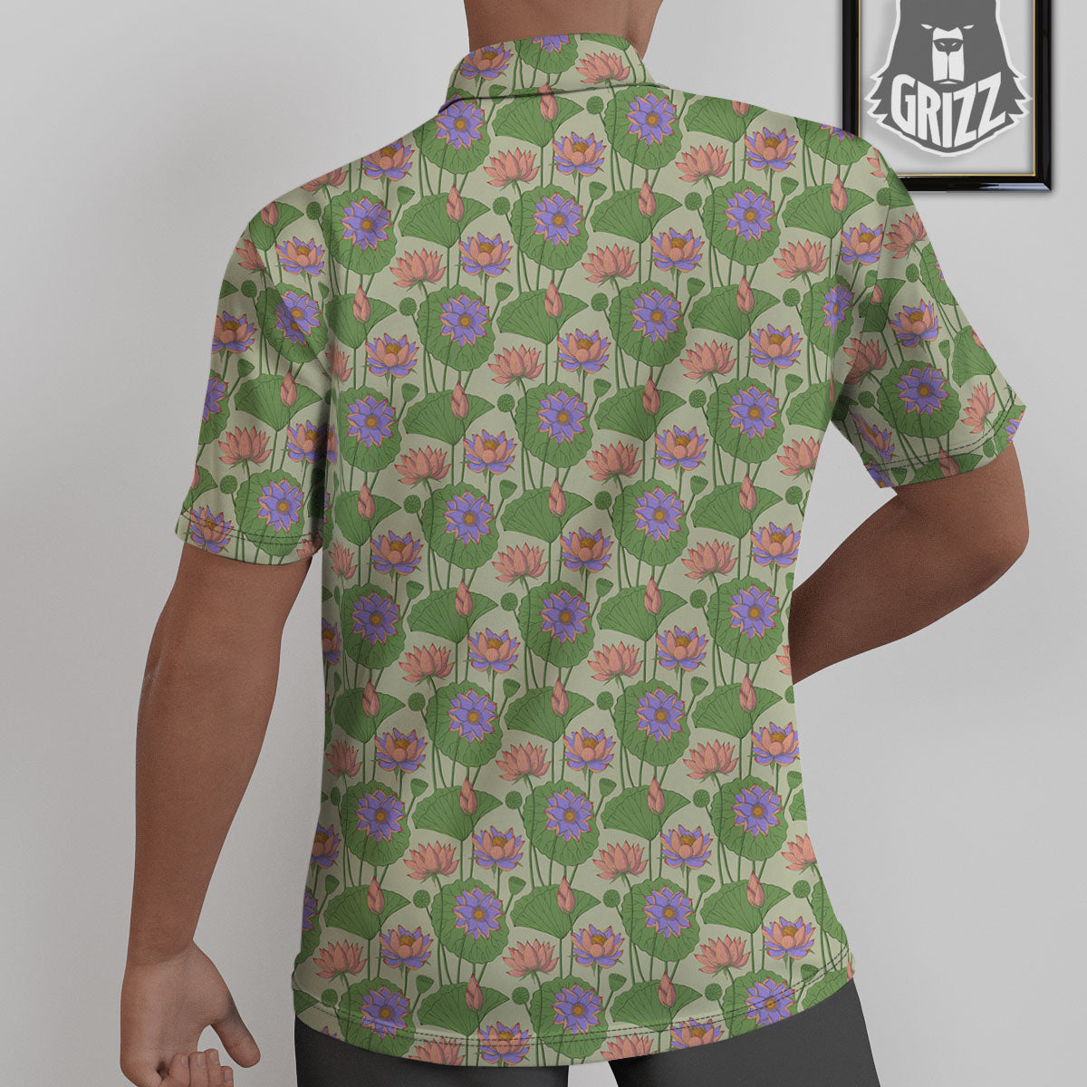 Lotus Leaf And Flower Print Pattern Untucked Shirts-grizzshop