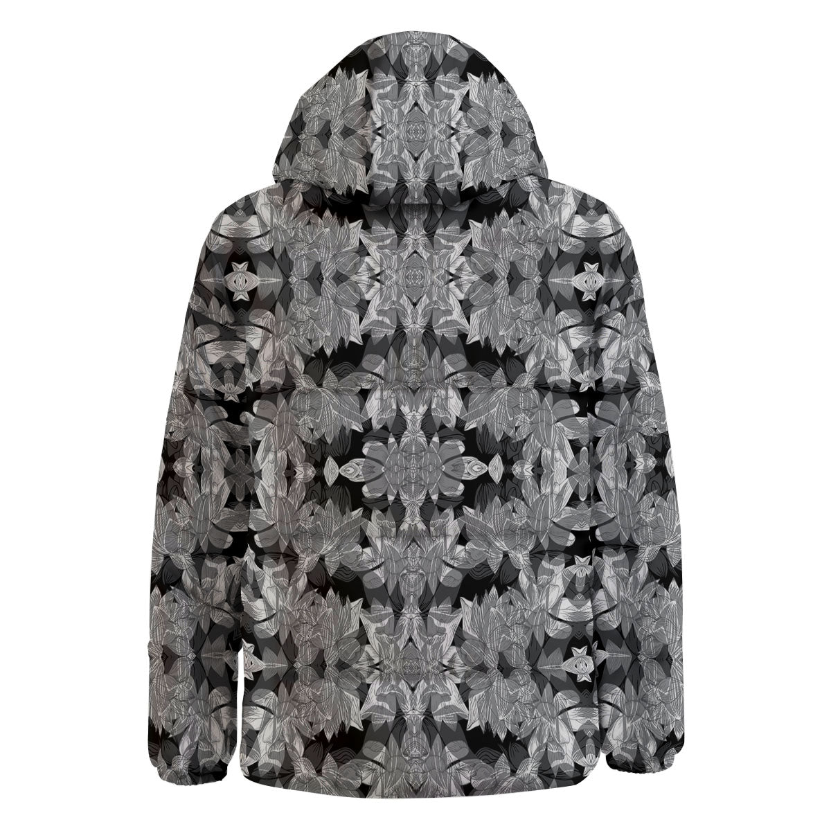 Lotus Monochrome Print Pattern Down Jacket-grizzshop
