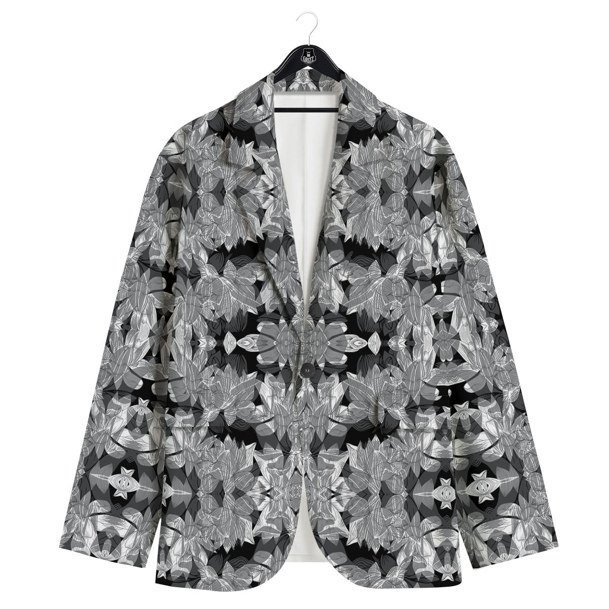 Lotus Monochrome Print Pattern Men's Sport Coat-grizzshop