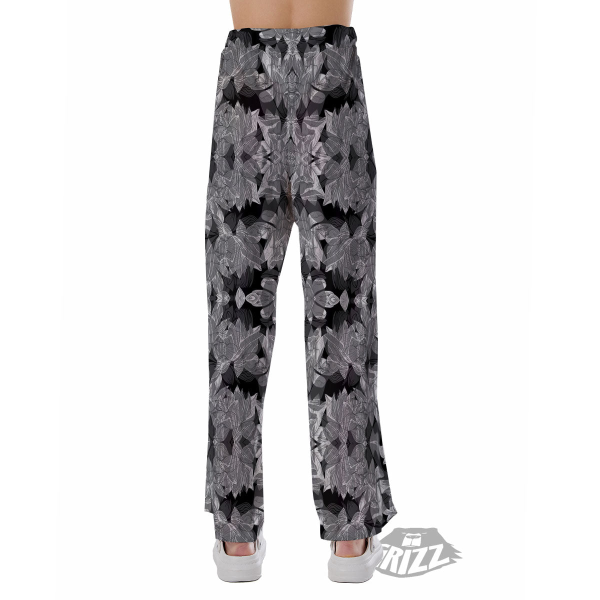 Lotus Monochrome Print Pattern Pajama Pants-grizzshop