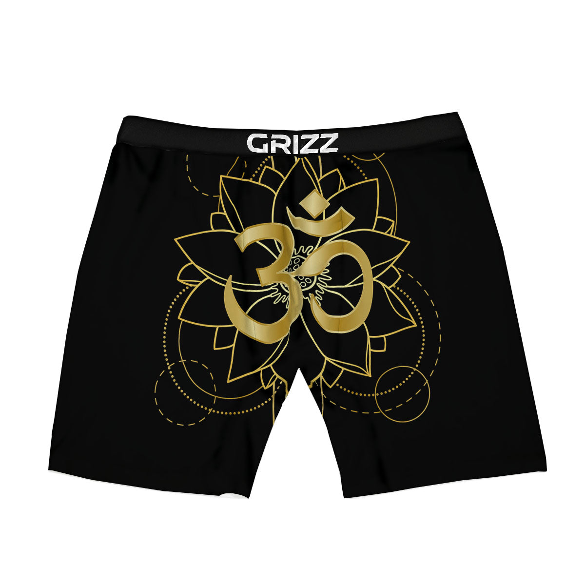 Lotus Om Gold Print Boxer Briefs-grizzshop