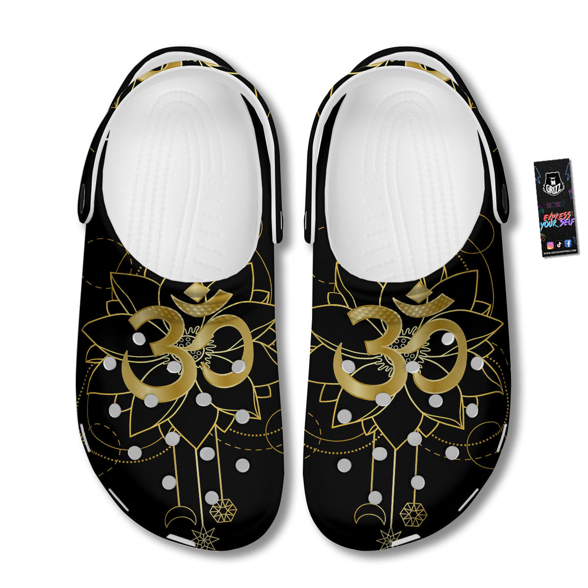 Lotus Om Gold Print Clog-grizzshop