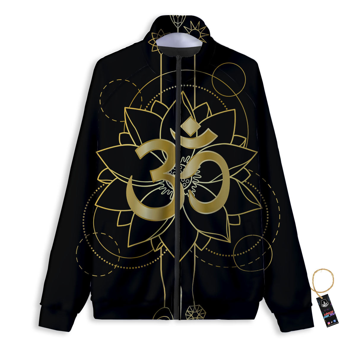 Lotus Om Gold Print Track Jacket-grizzshop