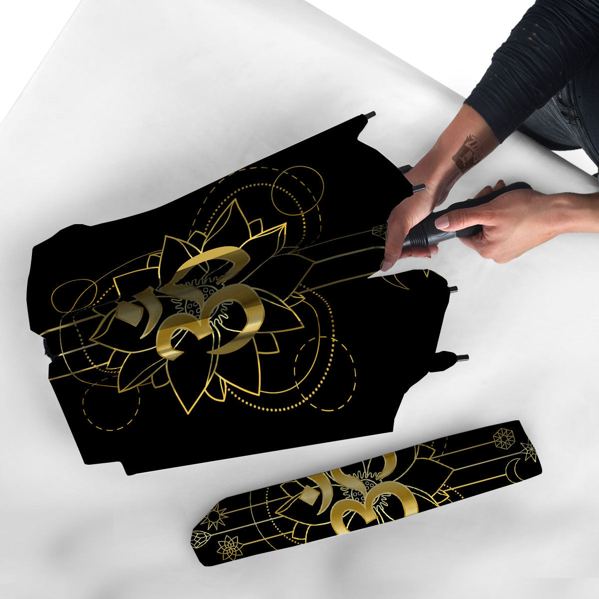 Lotus Om Gold Print Umbrella-grizzshop