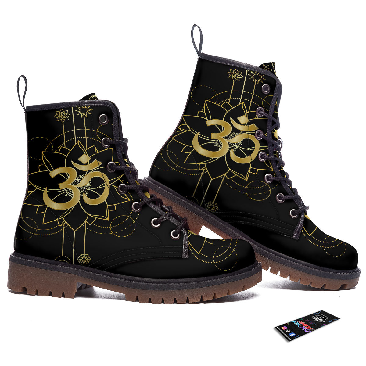 Lotus Om Gold Print Work Boots-grizzshop