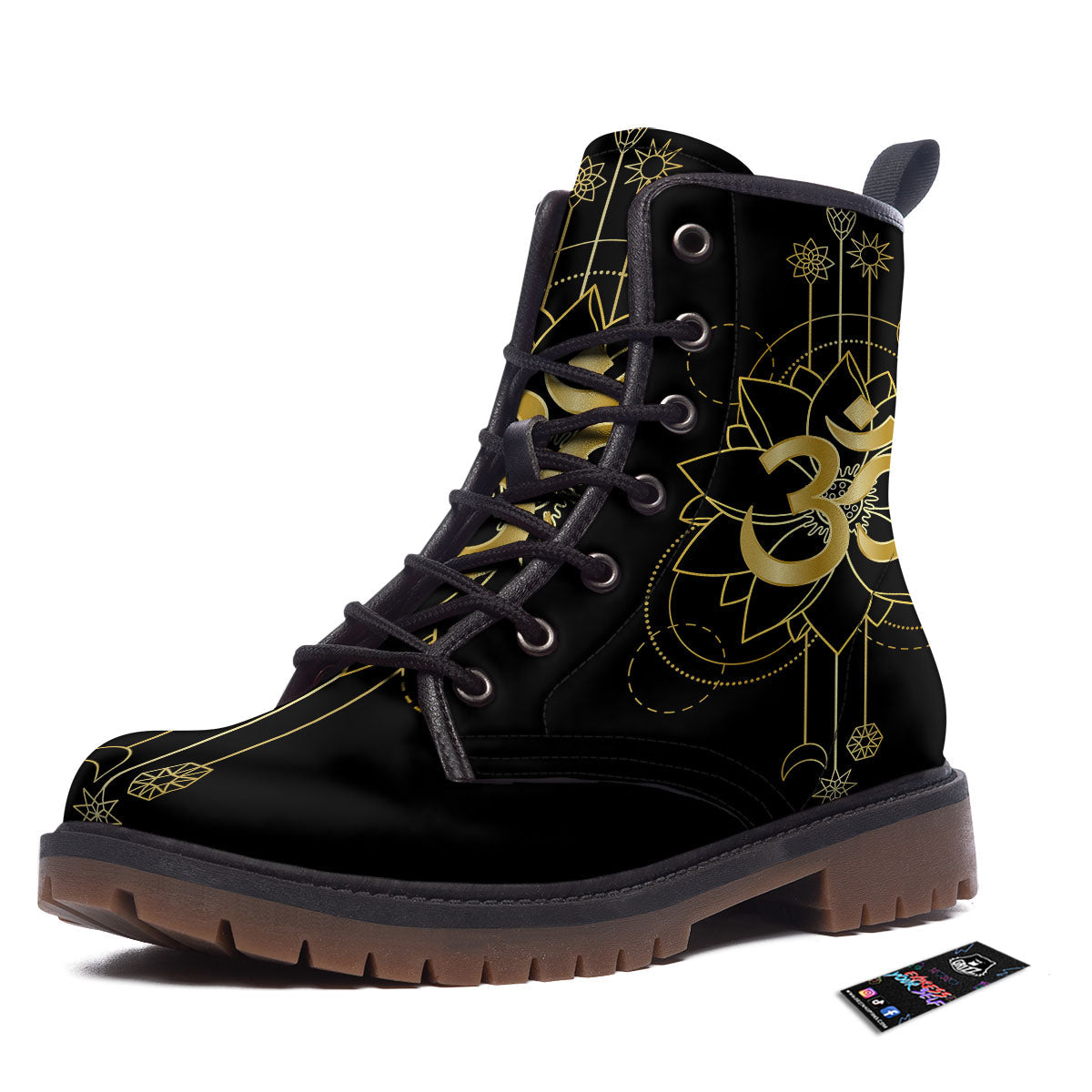 Lotus Om Gold Print Work Boots-grizzshop