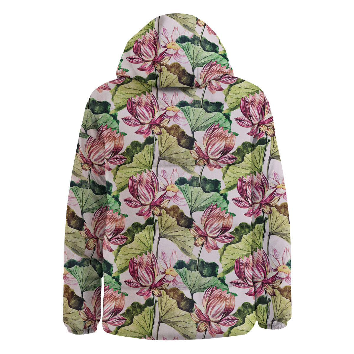 Lotus Pink Print Pattern Down Jacket-grizzshop