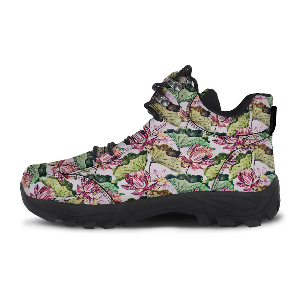 Lotus Pink Print Pattern Hiking Shoes-grizzshop