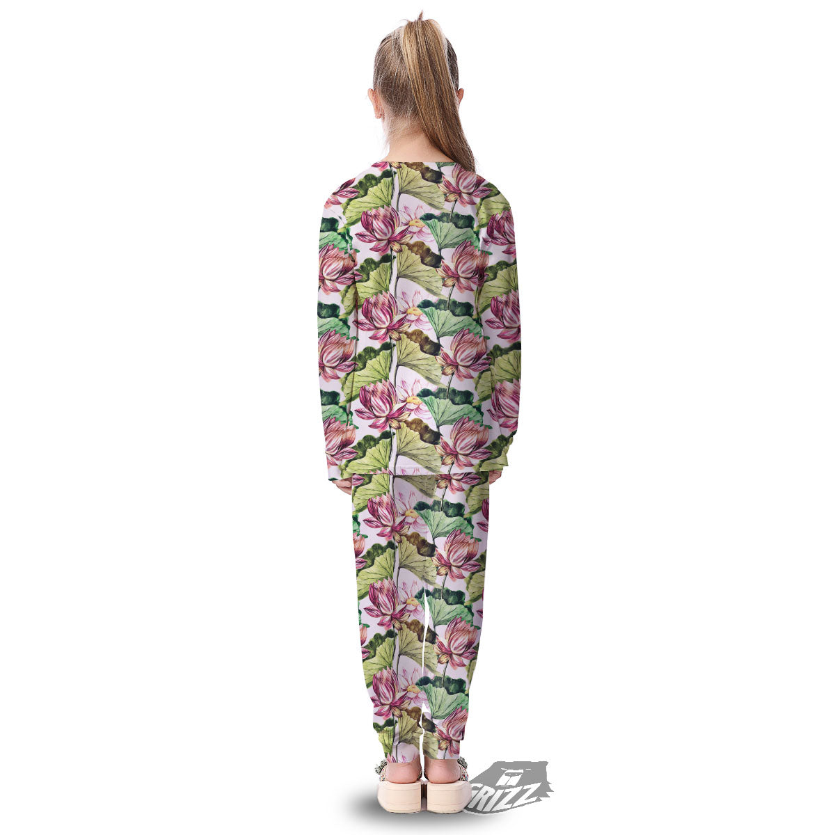 Lotus Pink Print Pattern Kid's Pajamas-grizzshop